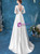 In Stock:Ship in 48 Hours White Satin Appliques V-neck Wedding Dress