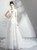In Stock:Ship in 48 hours White V-neck Tulle Appliques Wedding Dress