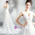 In Stock:Ship in 48 hours White V-neck Tulle Appliques Wedding Dress