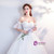 In Stock:Ship in 48 hours White Tulle Off the Shoulder Appliques Wedding Dress