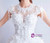 In Stock:Ship in 48 hours White Appliques Beading Cap Sleeve Wedding Dress