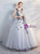 In Stock:Ship in 48 Hours Gray Tulle V-neck Appliques Quinceanera Dress