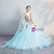 In Stock:Ship in 48 Hours Blue V-neck Embroidery Appliques Quinceanera Dress