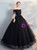 In Stock:Ship in 48 Hours Black Tulle Appliques Quinceanera Dress