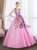 In Stock:Ship in 48 Hours Pink Tulle Appliques V-neck Quinceanera Dress