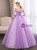 In Stock:Ship in 48 Hours Purple 3/4 Sleeve Appliques Quinceanera Dress