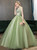 In Stock:Ship in 48 Hours Green Tulle 3D Appliques Quinceanera Dress