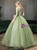 In Stock:Ship in 48 Hours Green Tulle 3D Appliques Quinceanera Dress