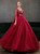 In Stock:Ship in 48 Hours Burgundy 3/S Sleeve Appliques Quinceanera Dress