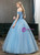 In Stock:Ship in 48 Hours Blue Tulle Off the Shoulder Quinceanera Dress