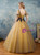 In Stock:Ship in 48 Hours Yellow Square Appliques Quinceanera Dress