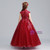 In Stock:Ship in 48 Hours Burgundy High Neck Appliques Flower Girl Dress