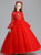 In Stock:Ship in 48 Hours Red Long Sleeve Appliques Flower Girl Dress