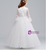 In Stock:Ship in 48 Hours White Embroidery Appliques Flower Girl Dress