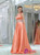 Orange Satin V-neck Backless Beading Prom Dress