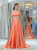 Orange Satin V-neck Backless Beading Prom Dress
