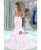 Mermaid Two Piece Satin Lace Print Prom Dress