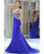 Royal Blue Mermaid V-neck Backless Beading Prom Dress