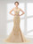 Champagne Halter Mermaid Beading Sequins Prom Dress
