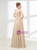 Chiffon Sequins Top V-neck Sleeve Prom Dress
