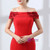 Red Mermaid Satin Appliques Beading prom Dress