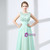 Green Chiffon Beading Crystal Prom Dress With Bow