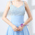 Blue Chiffon Spaghetti Straps Beading Crystal Prom Dress