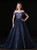 Fashion Navy Blue Tulle Star Sequins Prom Dress