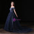 Fashion Navy Blue Tulle Star Sequins Prom Dress