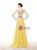 Yellow Chiffon Two Piece Straps Appliques Prom Dress