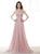 Pink Chiffon Lace Appliques Crystal Beading Prom Dress