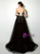 Black Lace Strapless Appliques Prom Dress With Detachable Train