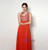 Red Chiffon One Shoulder Beading Crystal Prom Dress