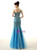 Blue Tulle Lace One Shoulder Beading Sequins Prom Dress