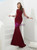 Burgundy Mermaid Long Sleeve Beading Prom Dress