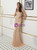 Gold Mermaid Tulle High Neck Beading Sequins Prom Dress