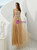 Gold Tulle Beading Sequins Illusion Back Prom Dress