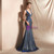 Blue Mermaid Deep V-neck Backless Lace Up Prom Dress