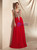 A-Line Red Chiffon Appliques Sleeveless Prom Dress
