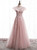 Pink Sequins Tulle High Neck Appliques Prom Dress