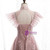 Pink Sequins Tulle High Neck Appliques Prom Dress