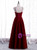 Amazing Burgundy Velvet Spaghetti Straps Prom Dress