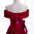 Burgundy Satin Off the Shoulder Bow Prom Dress