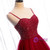 Burgundy Tulle Spaghetti Straps Beading Prom Dress