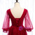 Burgundy V-neck Long Sleeve Beading Prom Dress