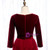 Burgundy Tulle Velvet Long Sleeve Pearls Prom Dress