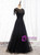 Black Tulle Lace Cap Sleeve Beading Prom Dress