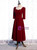 Casual Burgundy Velvet Square Short Sleeve Prom Dress
