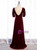 Burgundy Vevelt Short Sleeve Backless Prom Dress