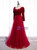 Tulle Velvet Long Sleeve Button Prom Dress